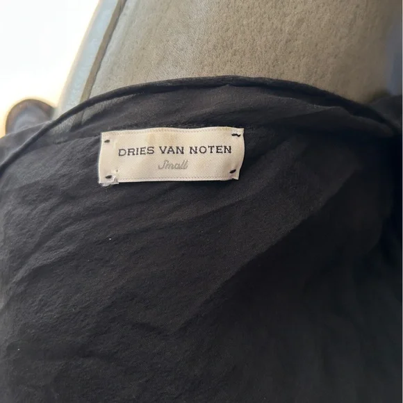 Dries Van Noten: Black Sheer Sleeved Cashmere Long Cardigan - Picture 2 of 2